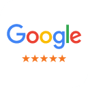 Google logo with five-star rating for Riggs Family Dental reviews