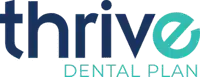 Thrive Dental Plan logo with dark blue and teal text on white background.